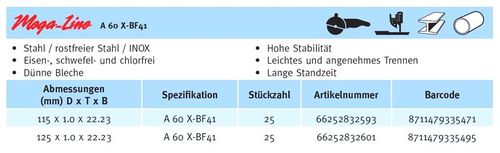 Mega-Line A 60 X-BF41 fém/INOX vágókorong